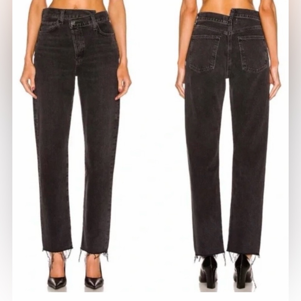 AGOLDE Criss Cross Straight Jeans Organic Cotton Dark Grey Size 25